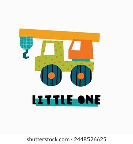 Cute little cars, truck. Cartoon cars adventures. Flat vector illustrations isolated on white background