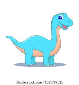 Cute Little Cartoon Baby Dinosaur - Diplodocus colorful. Vector illustration