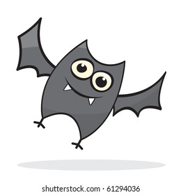 Cute little cartoon bat. Vector illustration