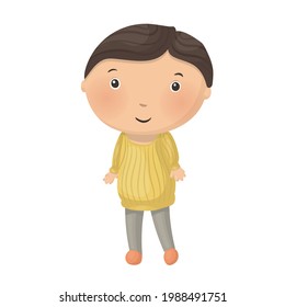 Cute little cartoon boy isolated on white background. Vector illustration.