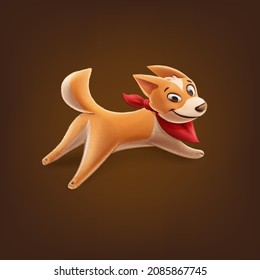 cute little cartoon dog runs