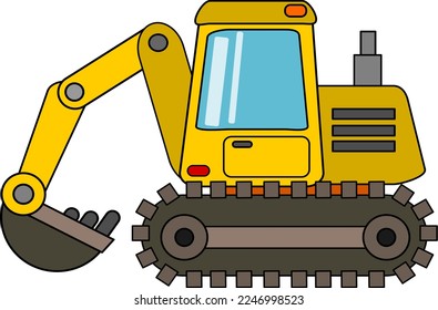 Cute little cartoon excavator machinery