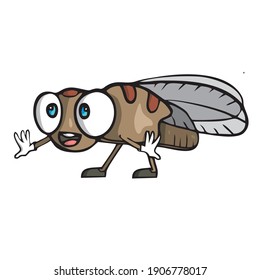 Cute little cartoon fly insect Vector illustration