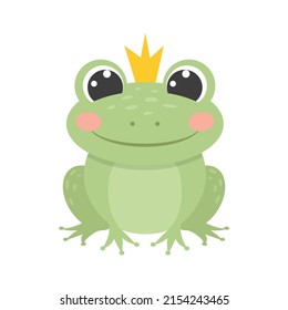 Kleine Cartoon-Froschprinzessin. Einzeln auf weißem Hintergrund.