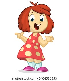 Cute little cartoon girl  smiling. 
Vector illustration of a teenager kid. Isolated.