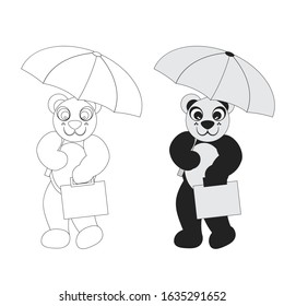 
Cute little cartoon pandas go to work.