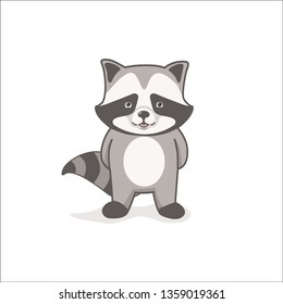 Cute little cartoon raccoon. Isolated on white background