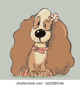 cute little cartoon spaniel dog