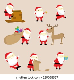 cute little cartoon tiny santa claus in different position