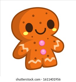 Cute Little Cartoon Vector Gingerbread Smile