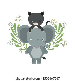 cute little cat animal character vector illustration design