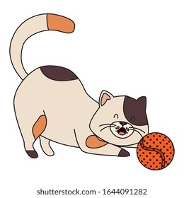 cute little cat with ball toy vector illustration design