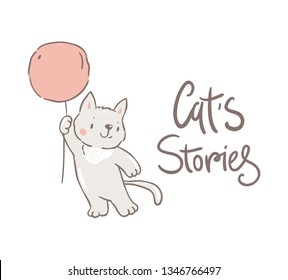 Cute little cat and balloon