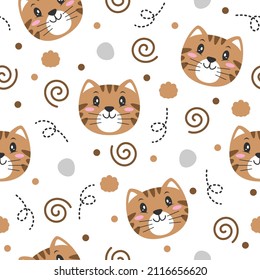 Cute little cat cartoon pattern background