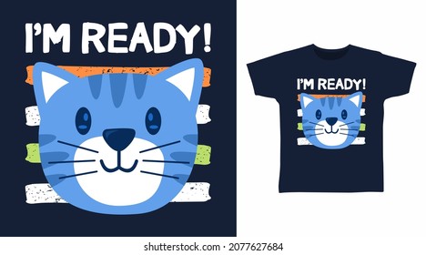 Cute little cat cartoon t shirt design