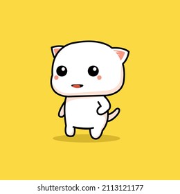 cute little cat character vector for stickers