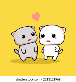 cute little cat character vector in love