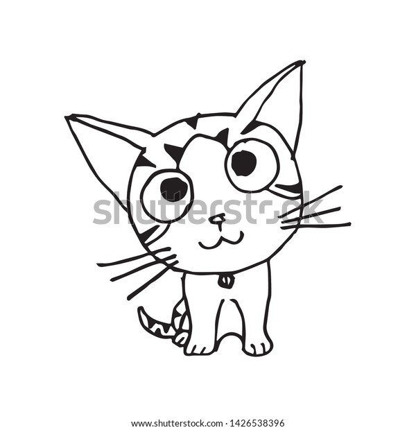 cute little cat coloring sheet stock vector royalty free