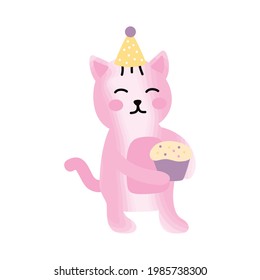 cute little cat with cupcake