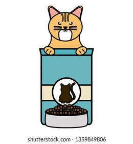 cute little cat with food bag character