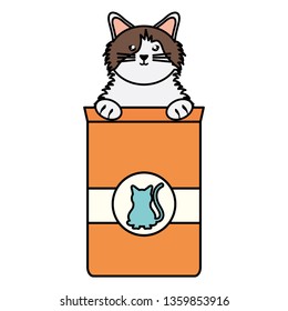 cute little cat with food bag character