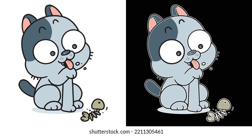 Cute Little Cat and Friend drawing with spotting