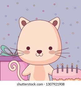 cute and little cat with gift