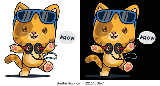 Cute Little Cat with Glasses and Stethoscope MEOW
