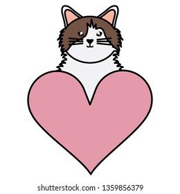 cute little cat with heart love character