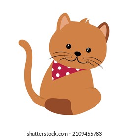 cute little cat icon flat