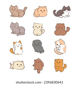 Cute Little Cat Illustration Design Set