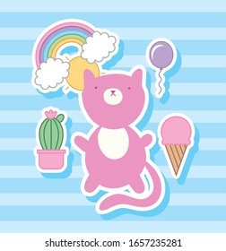 cute little cat kawaii character vector illustration design