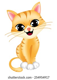 Cute little cat / kitten isolated on white background illustration / clipart