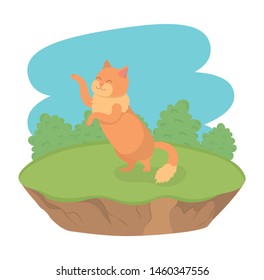 cute little cat mascot in the field character