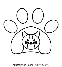 cute little cat in pawprint character