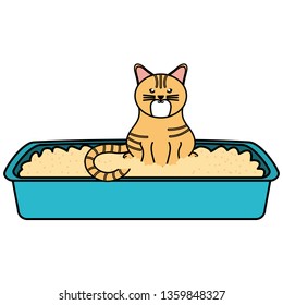 cute little cat in sand box character