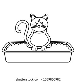 cute little cat in sand box character