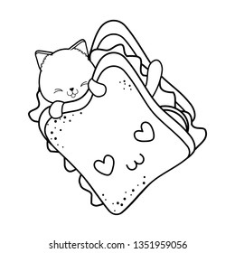 cute little cat with sandwich kawaii character