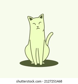 Cute Little Cat Sit Cartoon Yellow Pastel Color