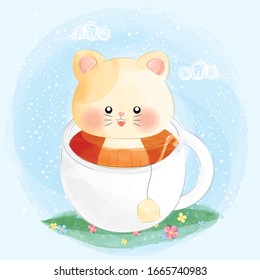 cute little cat tea bath