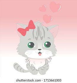 Cute little cat vector character illustration. Kitten collection