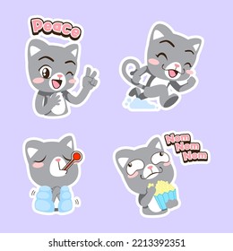 cute little cat vector sticker set