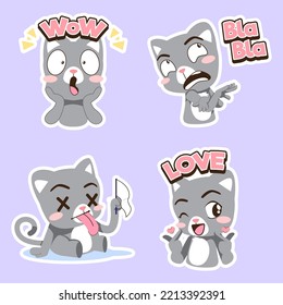 cute little cat vector sticker set