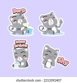 cute little cat vector sticker set