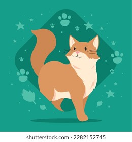 cute little cat walking character
