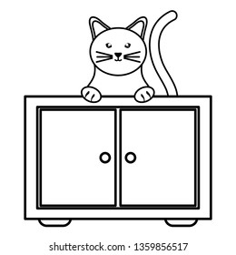 cute little cat in wooden drawer character