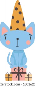 Cute little cat in yellow cap