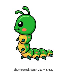 Cute little caterpillar cartoon character