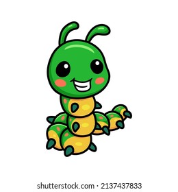 Cute little caterpillar cartoon character