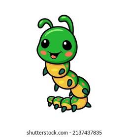 Cute little caterpillar cartoon character